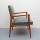 1950s armchair in cherrywood, leatherette kaki