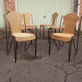 Chaises fer forgé rotin vintage