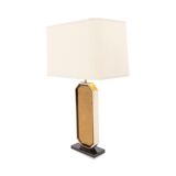 Gold plated desk lamp and brass print