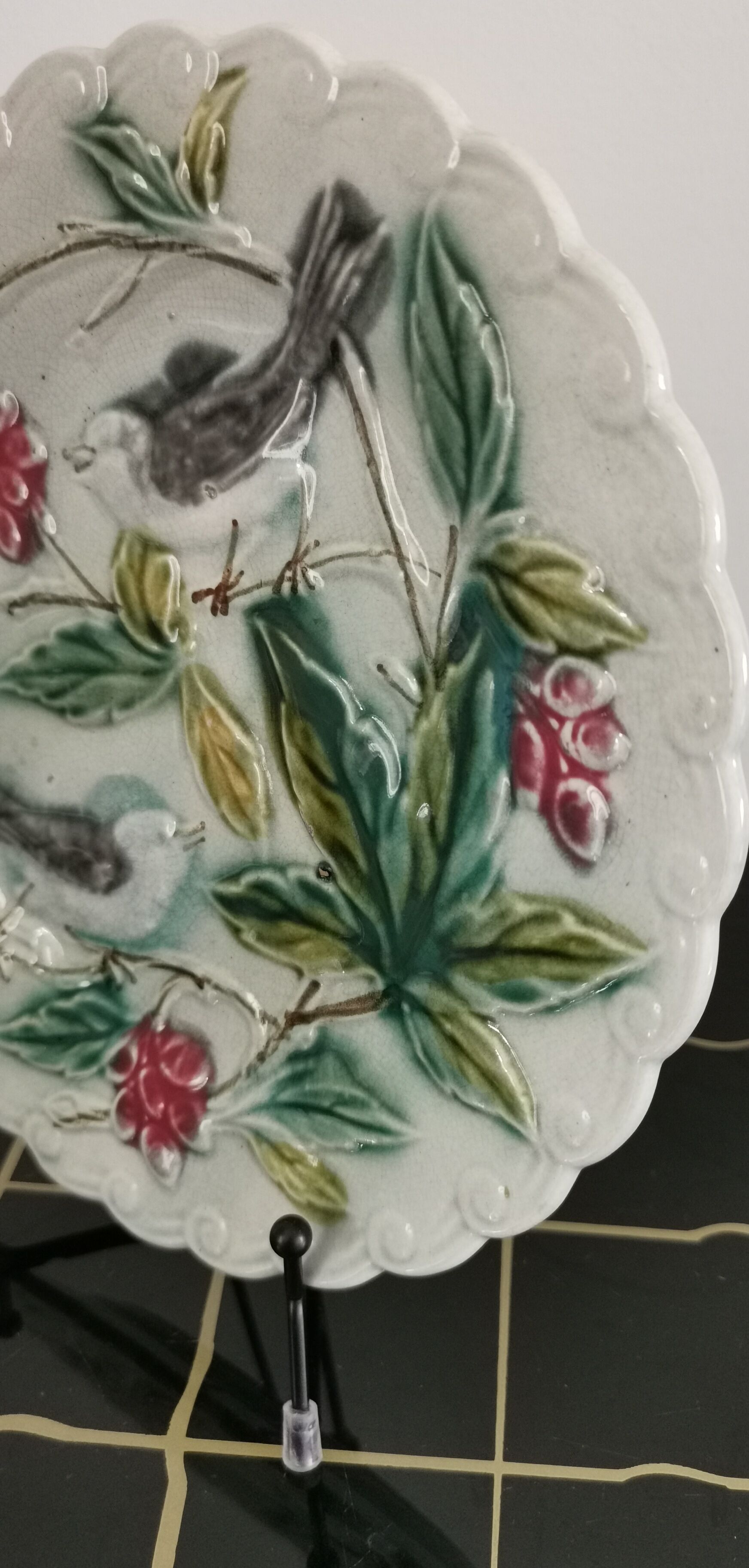 Plate in slip with birds late nineteenth