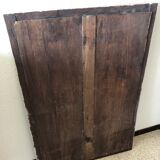 Large patinated wooden mirror with bevelled ice 73x113cm