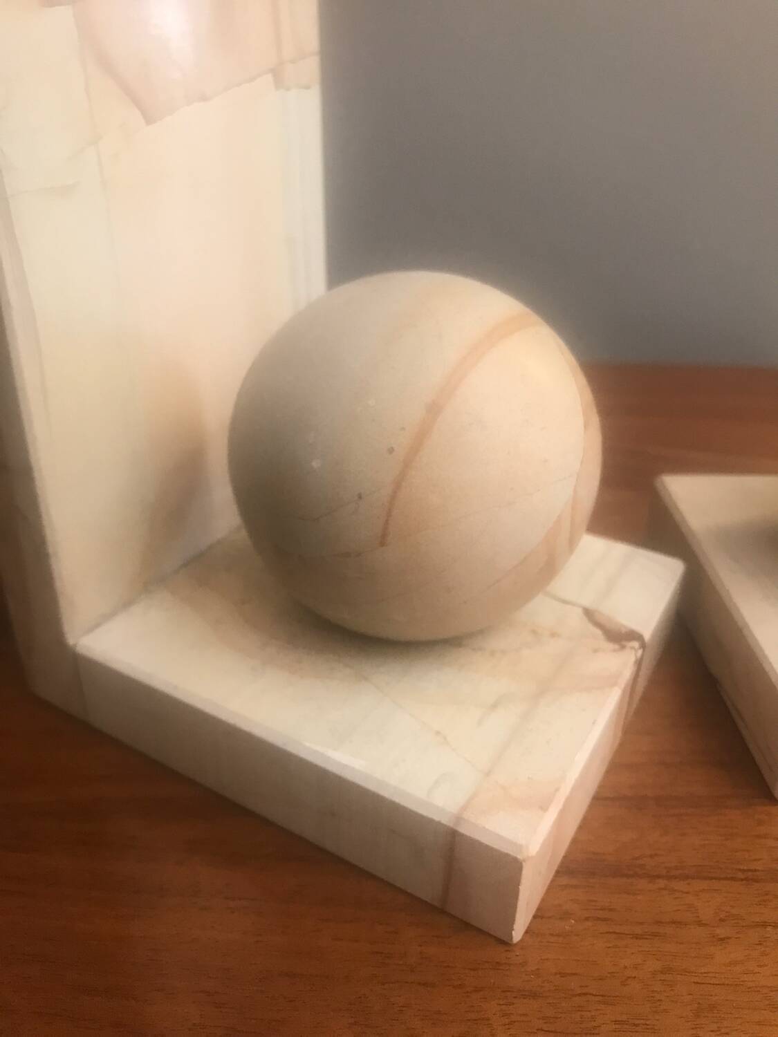 Pair of marble ball bookends