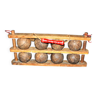 Jeux de boules de pétanques en bois vintage XXe siècle - 1950