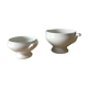 Bol à bouillon et saladier blancs
