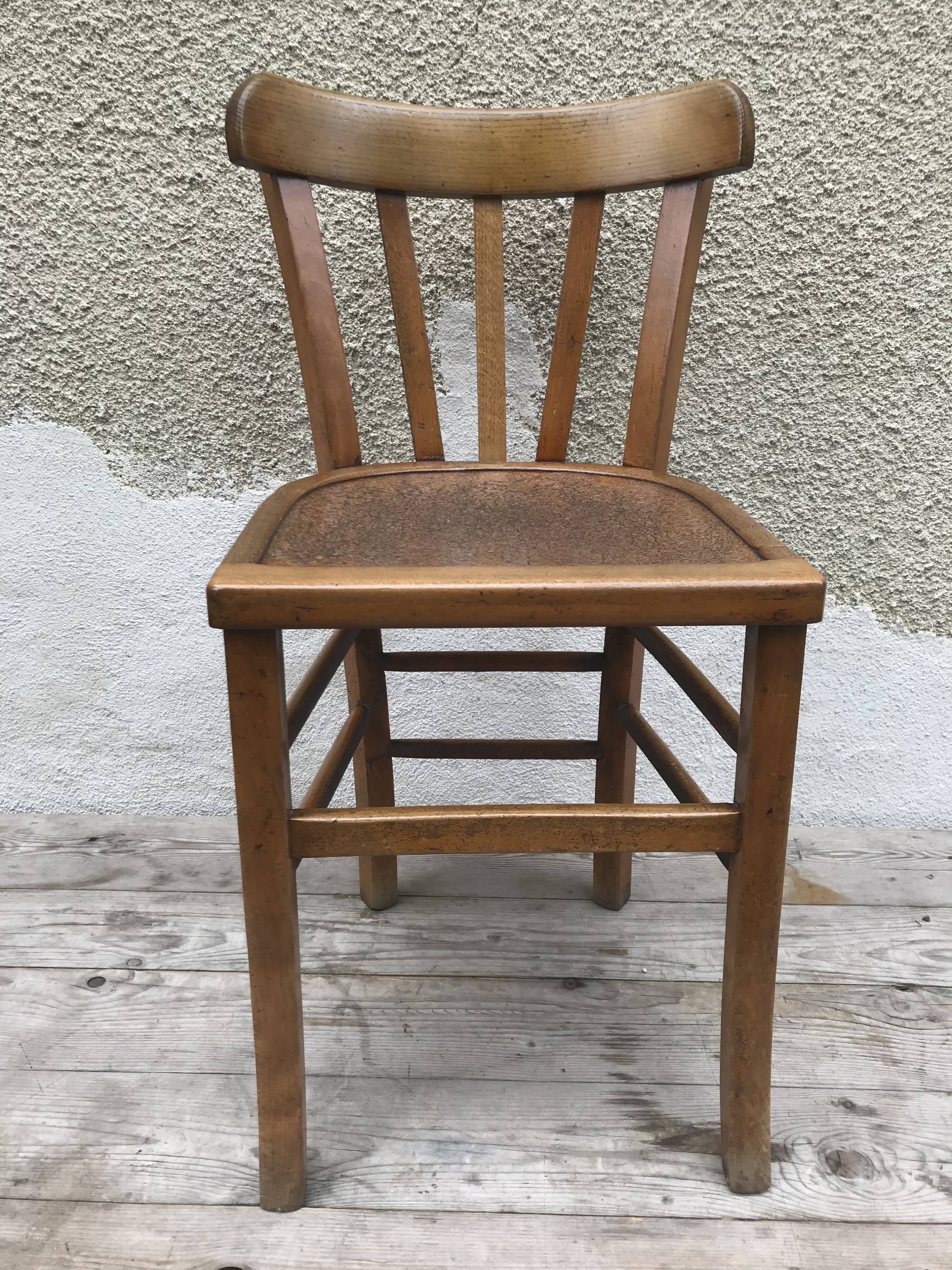 Set of 6 chairs bistro style baumann old 70s vintage wood