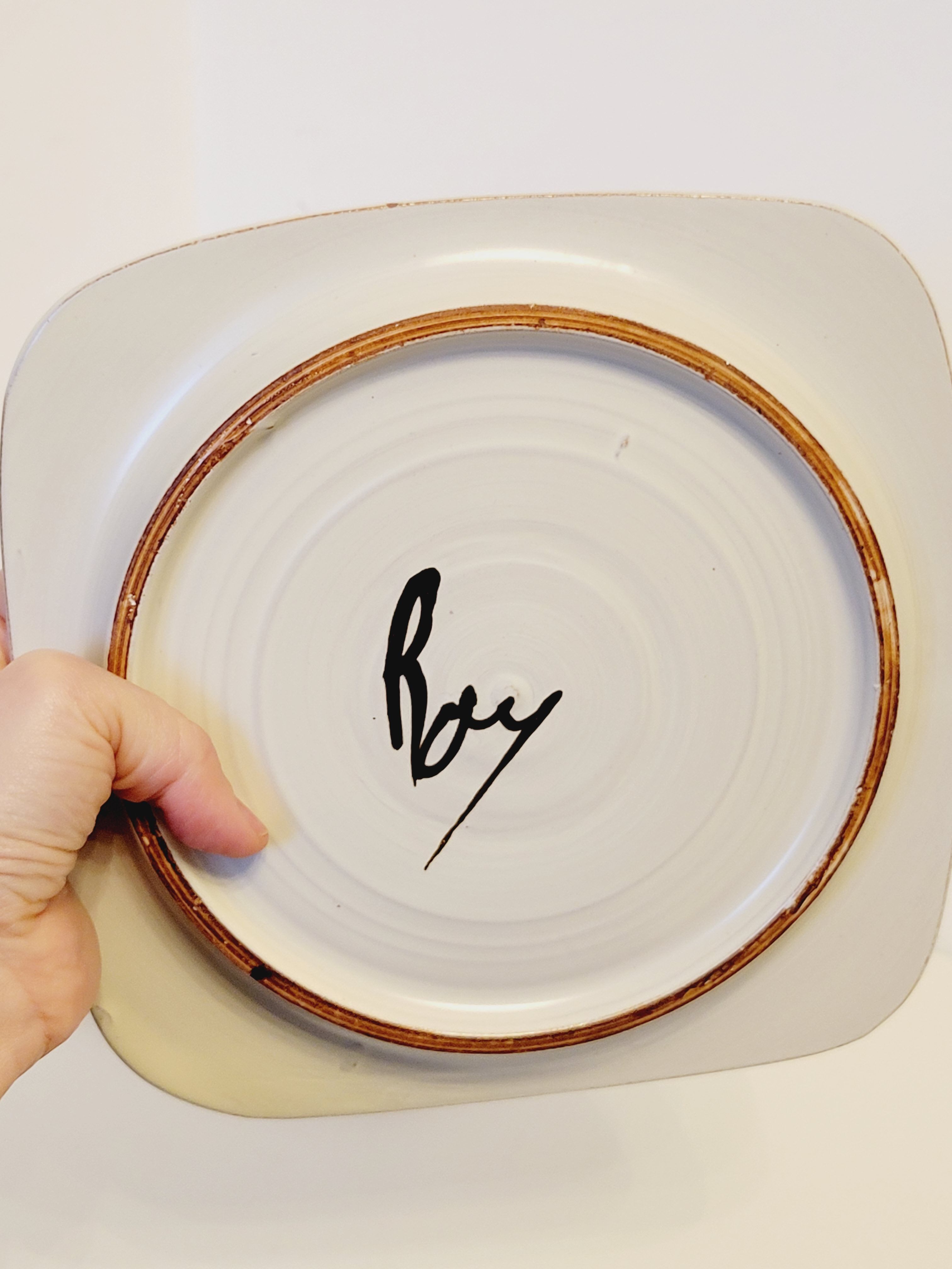 Olivier Roy Vallauris - 4 flat plates in vintage ceramic 1972