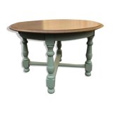 Table à manger vert de gris et bois