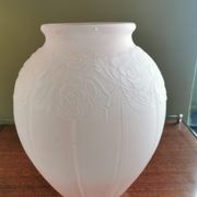 Vase art déco verre sablé rose