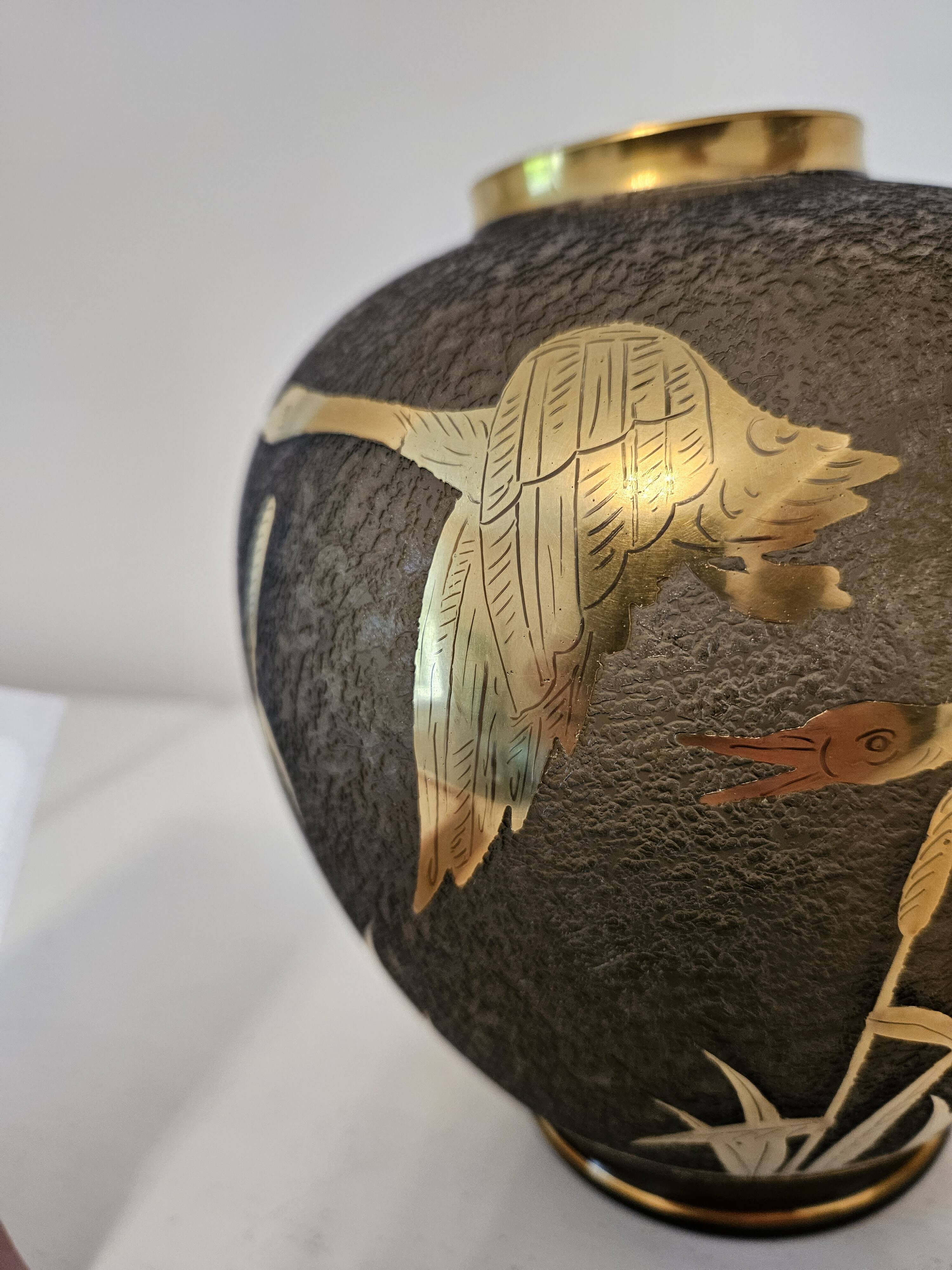 Vintage vase, gilded etched glass, Alfred Taube, Germany, 1960s.