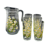Clear glass soft drink service daisy pattern