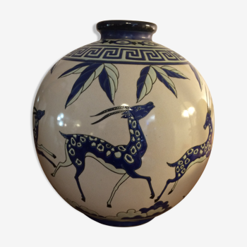 Art Deco cracked ceramic vase
