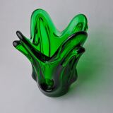Vase seguso en verre de murano vert, italie, 1960