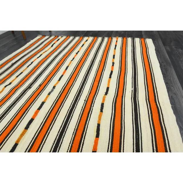 1970s Vintage Turkish Oushak Handmade Wool Cotton Beige Area Rug 158x215