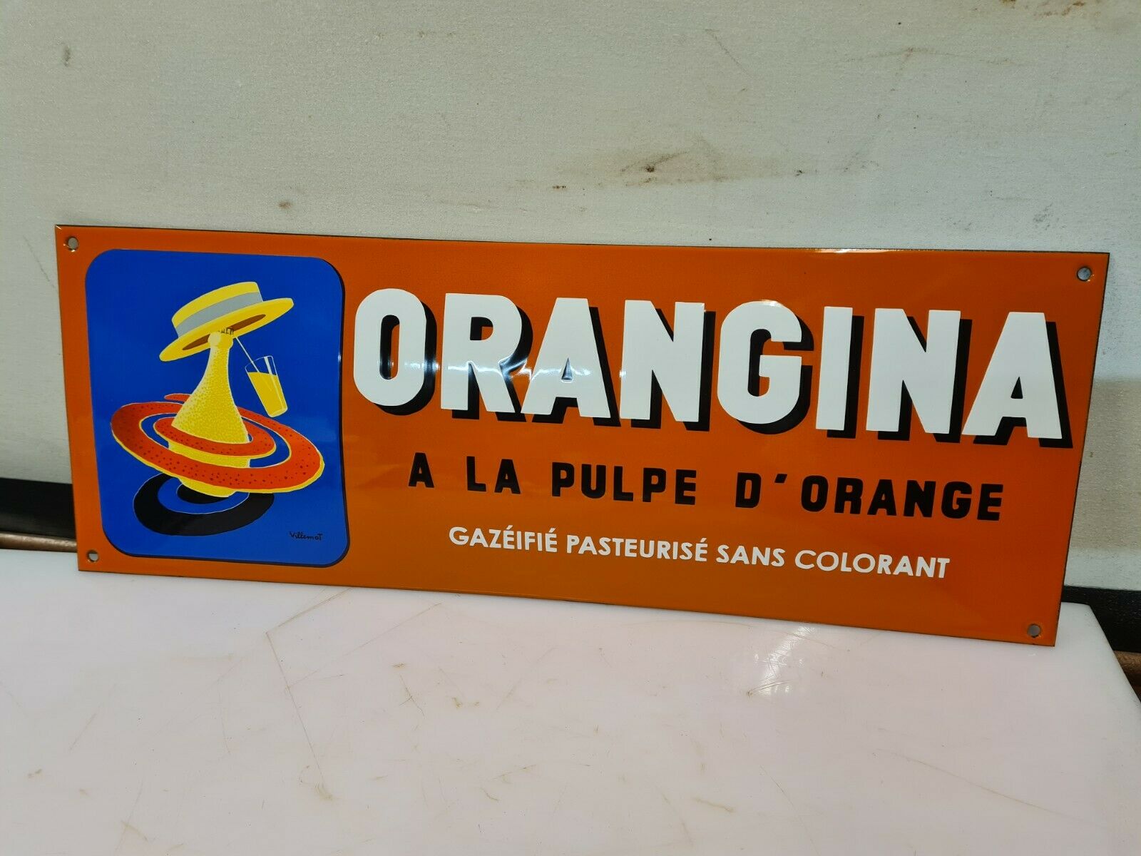 ORANGINA enamelled plate