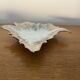 Antique limoges porcelain butter dish leaf shape white & chrome vintage