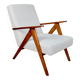 Vintage armchair B-310 VAR white structural boucle 1970s - beech-coloured wood
