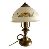 Lampe vintage en laiton et verre dépoli