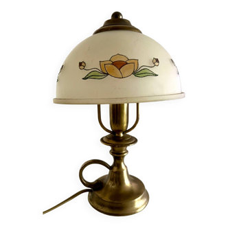 Vintage lamp in brass and frosted glass
