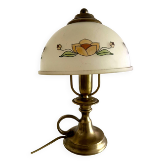 Lampe vintage en laiton et verre dépoli