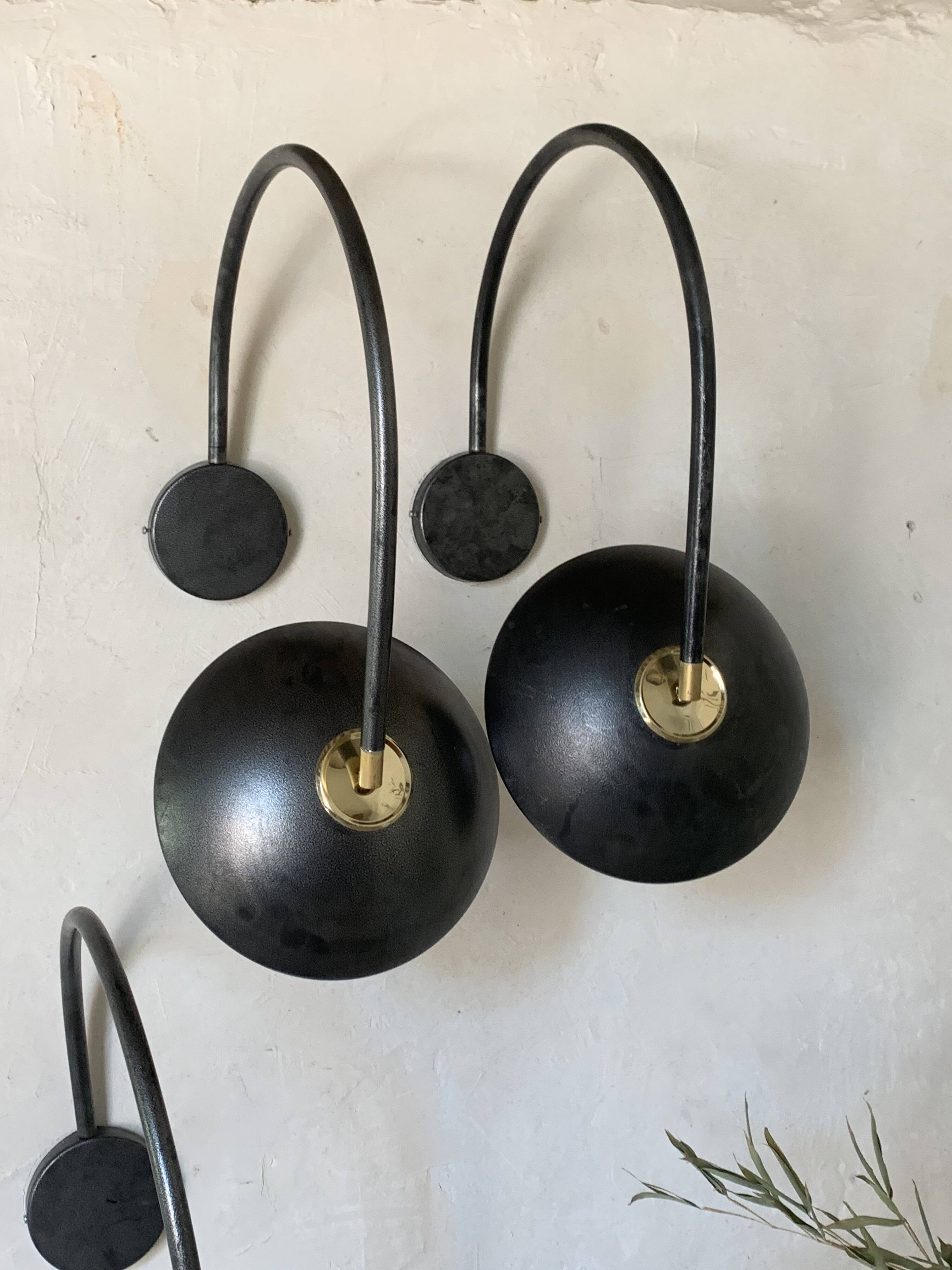 Pair of vintage black wall lights