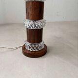 Vintage table lamp rosewood crystal glass 1960s Fagerlund