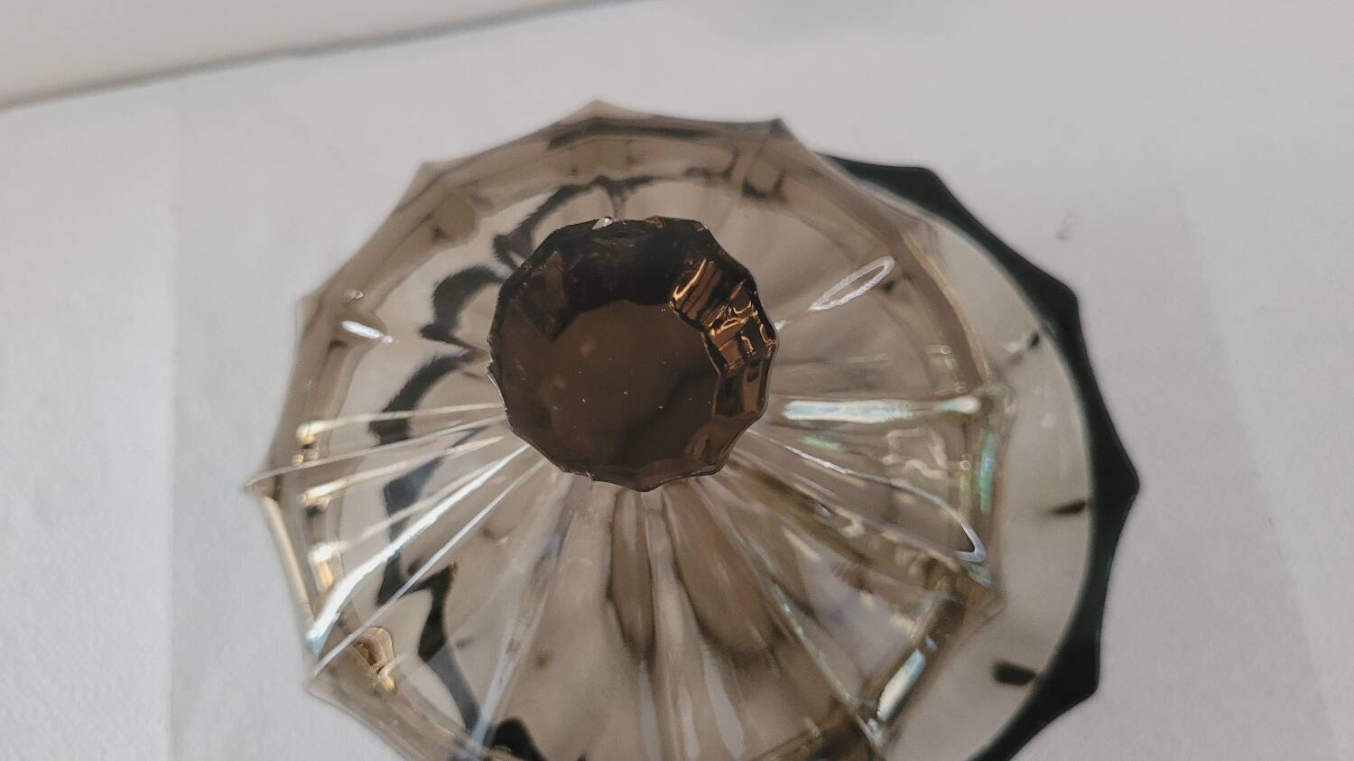 Art Deco smoked glass candy box