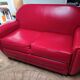 Red 2-seater Club Sofa in coated leather – Maison Pavane