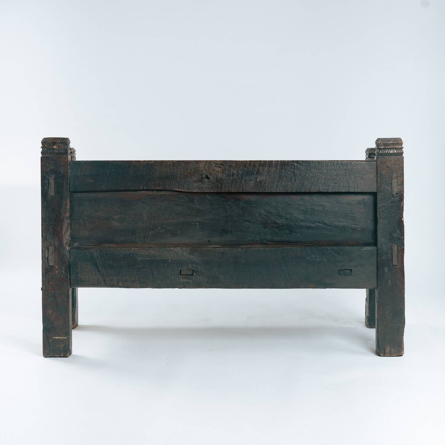 Antique walnut wooden Spanish siesta bench, Spain mid 1700s