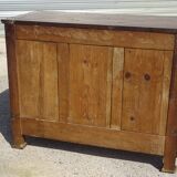 Buffet Empire, plateau en losanges, marqueterie de bois