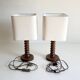 Pair of French Art Deco Wooden Table Lamps Attributed to Charles Dudouyt