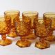 Vintage Amber Goblet Set: Italian Bormioli Stem Glasses, 1970s