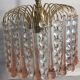 Gold Metal  Chandelier - Vintage Rose Glass Water Drop Pampilles
