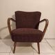 Vintage cocktail armchair armrests curved wood 1950
