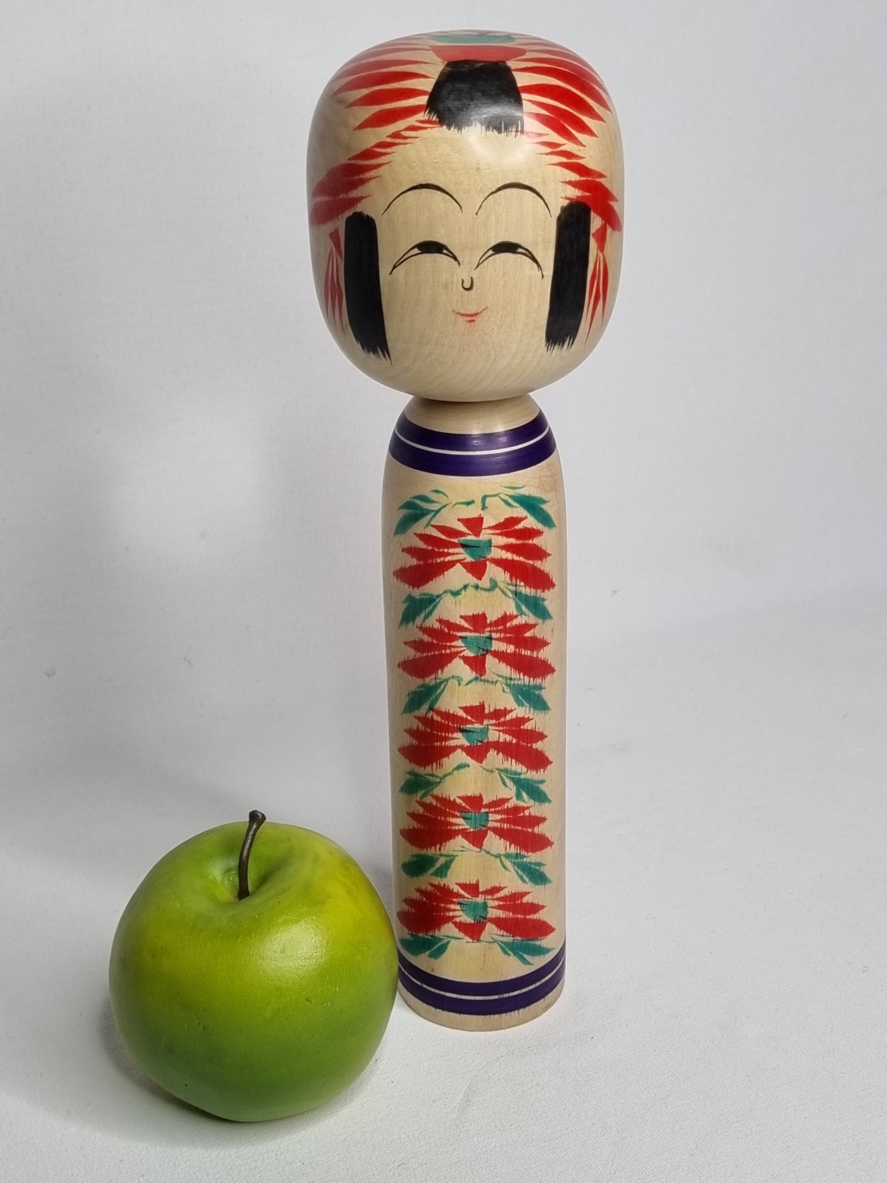 Traditional Japanese Kokeshi doll signed and numbered, 31 cm, dated 1964