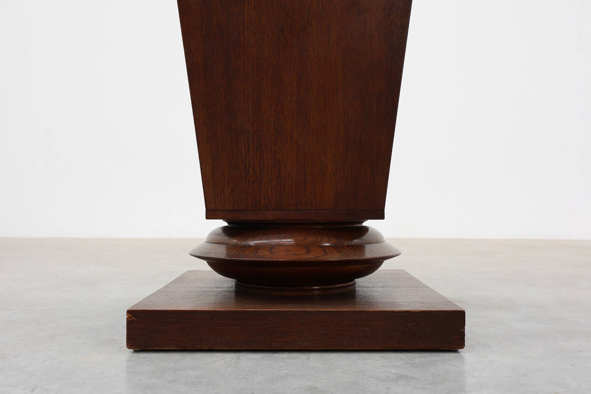 Pair large Art Deco geometric square oak planters, France 1930s