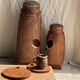 Average circular teak monoxyle chopping board with handle 26 x 18.