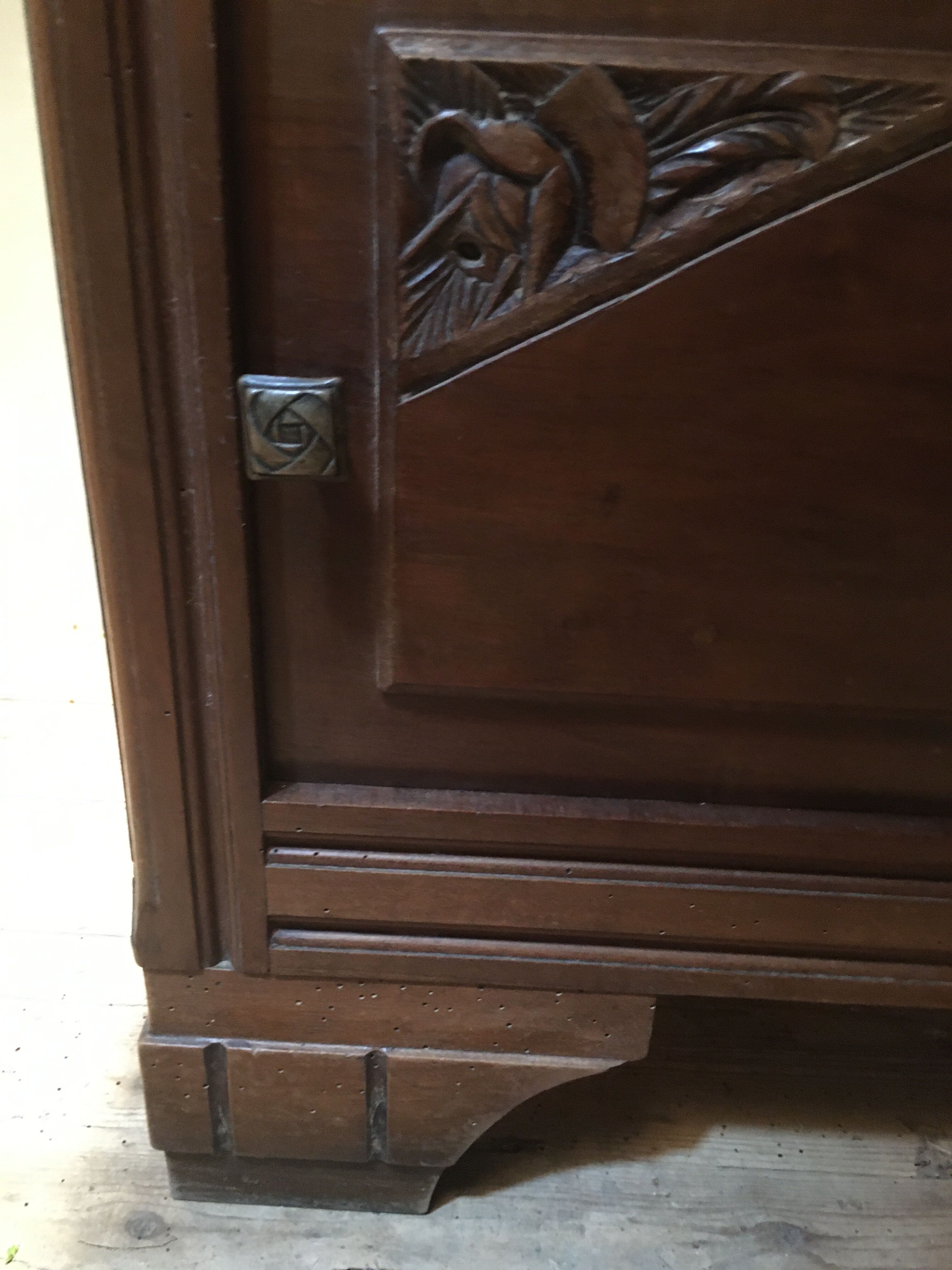 Chevet en chêne massif et marbre noir