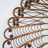 Antique peacock rattan headboard