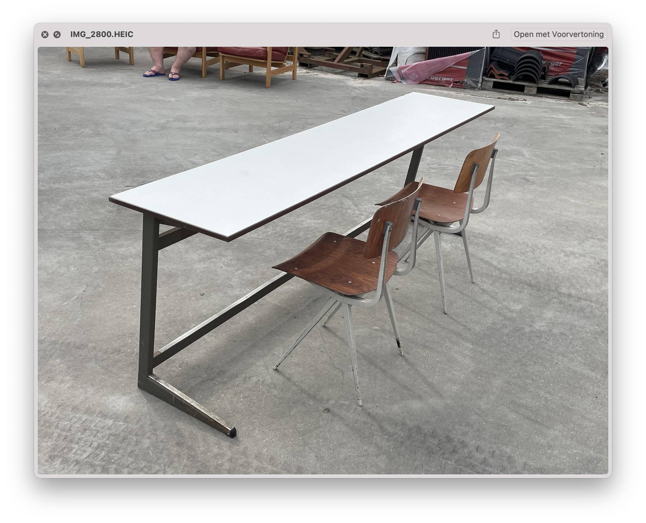 XXL industrial desk, minimalist design from the 50s