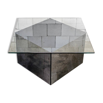 Square mirrored glass coffee table by Nanda Vigo for Acerbis, 1970s.