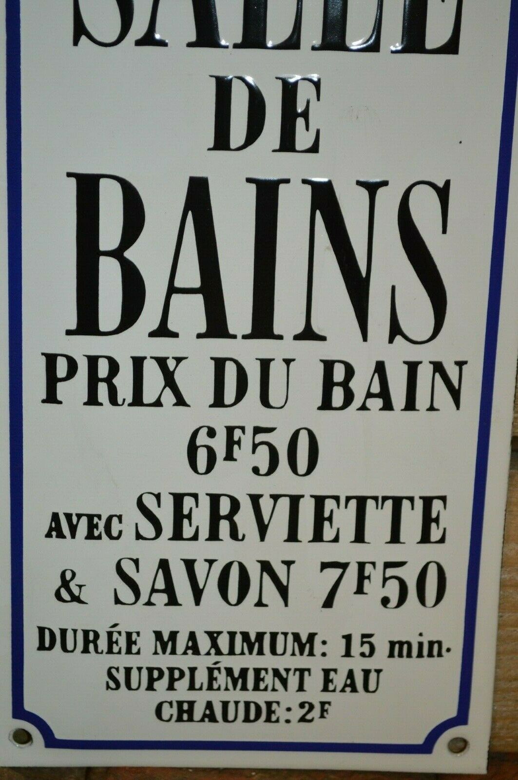 enamelled plaque "here bathroom, bath price ....."