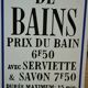 enamelled plaque "here bathroom, bath price ....."