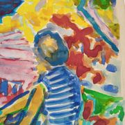 Pierre Lacroux (1909-1993) Gouache 24 x 32 cm - landscape and figure