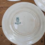 Set of 6 old flat plates, Annam model, opaque porcelain from Gien Terre de Fer