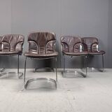 Lot de 6 chaises de salle à manger vintage par Willy Rizzo pour cidue, années 1970