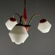 Italian vintage chandelier in brass and milky glass with 3 arms, 1950s.