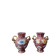 2 vases with floral designs in ceramic and gold embellishments, Mica Italy.