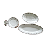 Lot assiettes et plats (poisson, asperges, saucière)