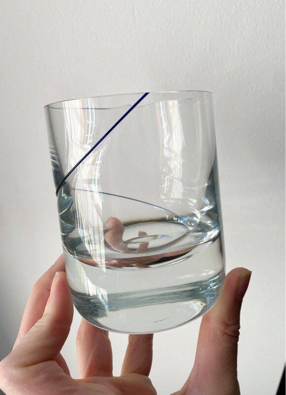 Krosno 10 cm blue rimmed crystal glasses