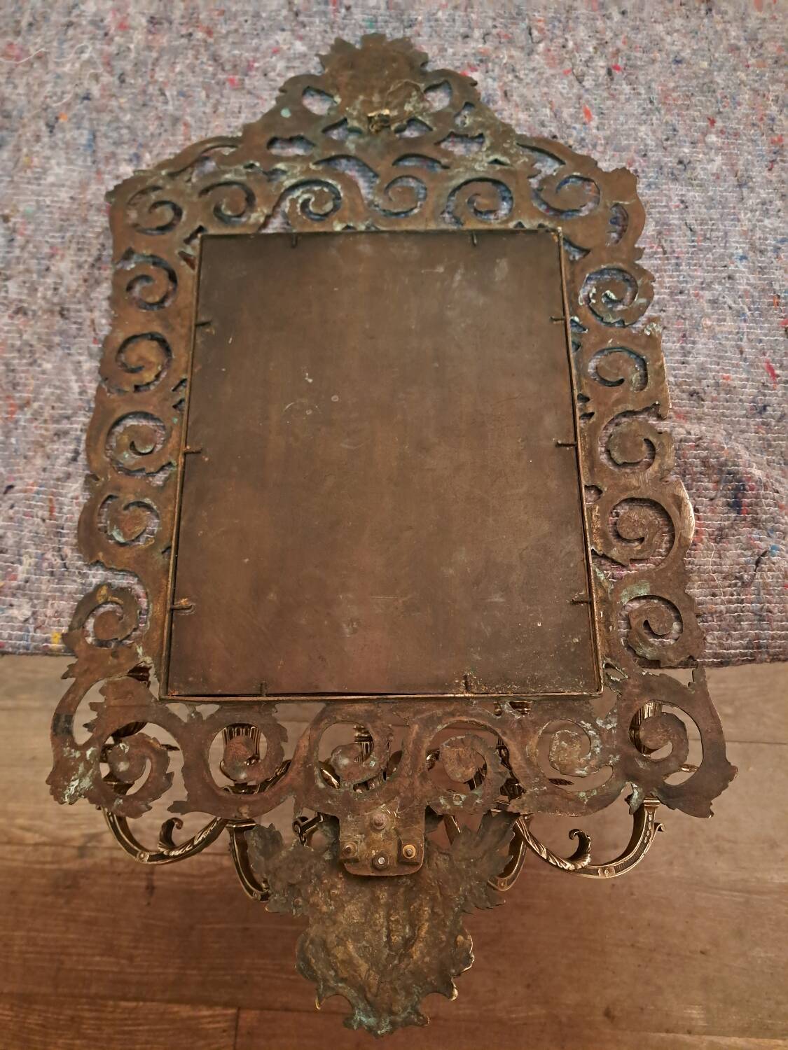 Paire d'appliques miroirs XIXème en bronze